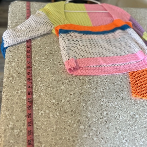 Women Hollow Out Crochet Knit
Sweater Crop Tops Color Blocking Large - Picture 8 of 9